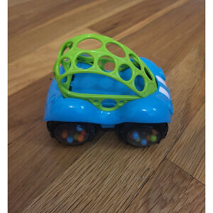 Oball Rattle & Roll Toy Car Blue Green with Bead Wheels Infant Toddler Baby Grip